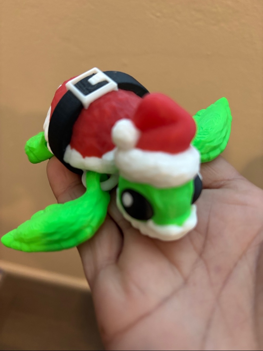 Green Turtle Holiday Figurine with Santa Hat